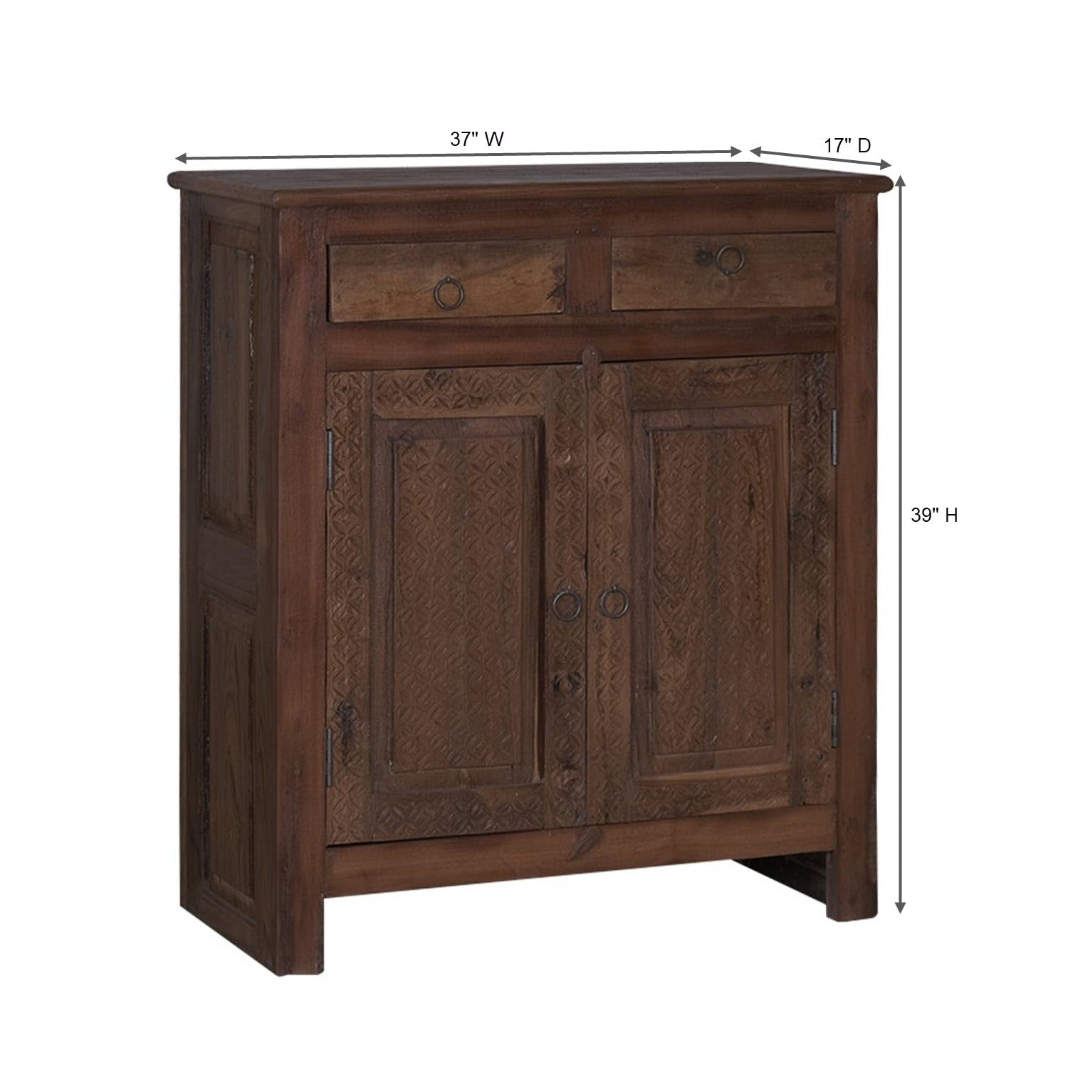 Vintage Teak Wood 2-Door Storage Cabinet
