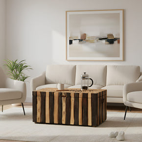 Rustic Ribbed Solid Wood 37" x 22" Chest Coffee Table