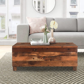 Distressed Solid Wood 48 in. Chest Log Cabin Coffee Table