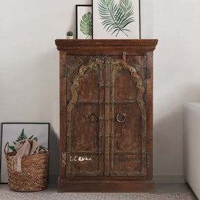 Rustic Antique Door Upcycled Ranch Style Solid Wood Storage Cabinet