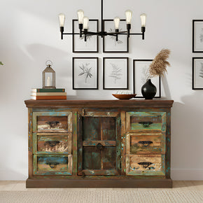 Farmhouse Style Distressed Painted Solid Wood 6 Drawers Bedroom Dresser