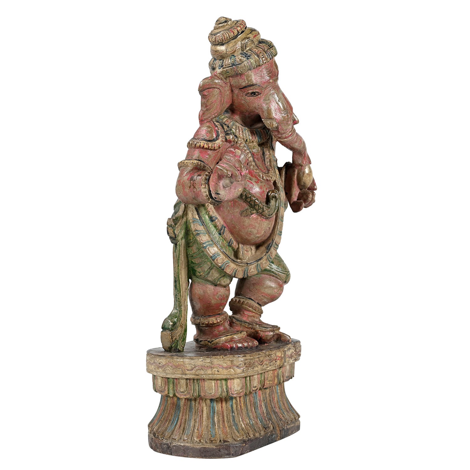 Vintage Hand Carved Dancing Ganesha 20 in. Tall Statue