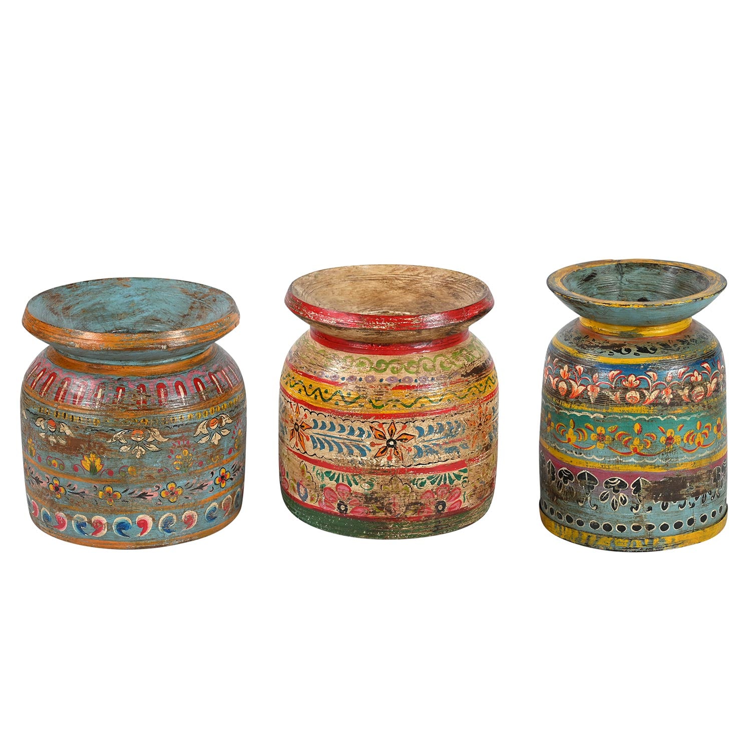 Farmhouse Style Hand Painted Vintage Wooden Milk Pot Vase