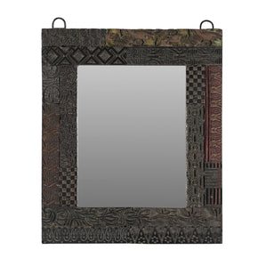 Eclectic Vintage Printing Blocks Upcycled 10 in. x12 in. Small Accent Mirror