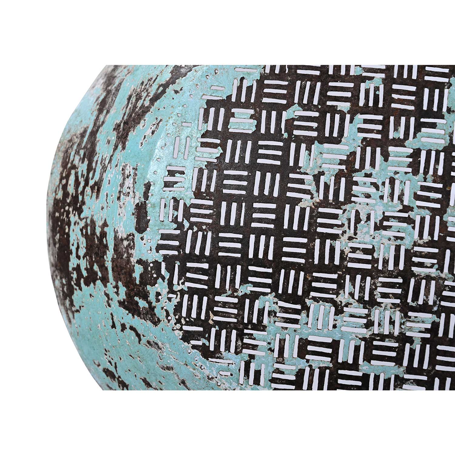 Farmhouse Style Distressed Blue Vinatge Metal Seive On Display Stand