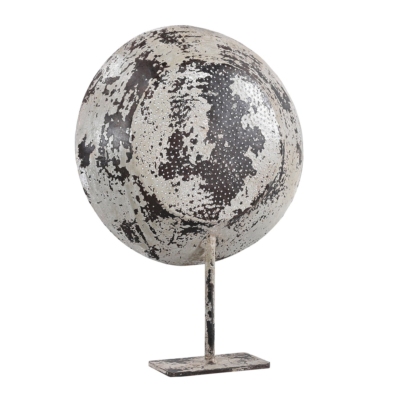 Farmhouse Style Distressed Blue Vinatge Metal Seive On Display Stand