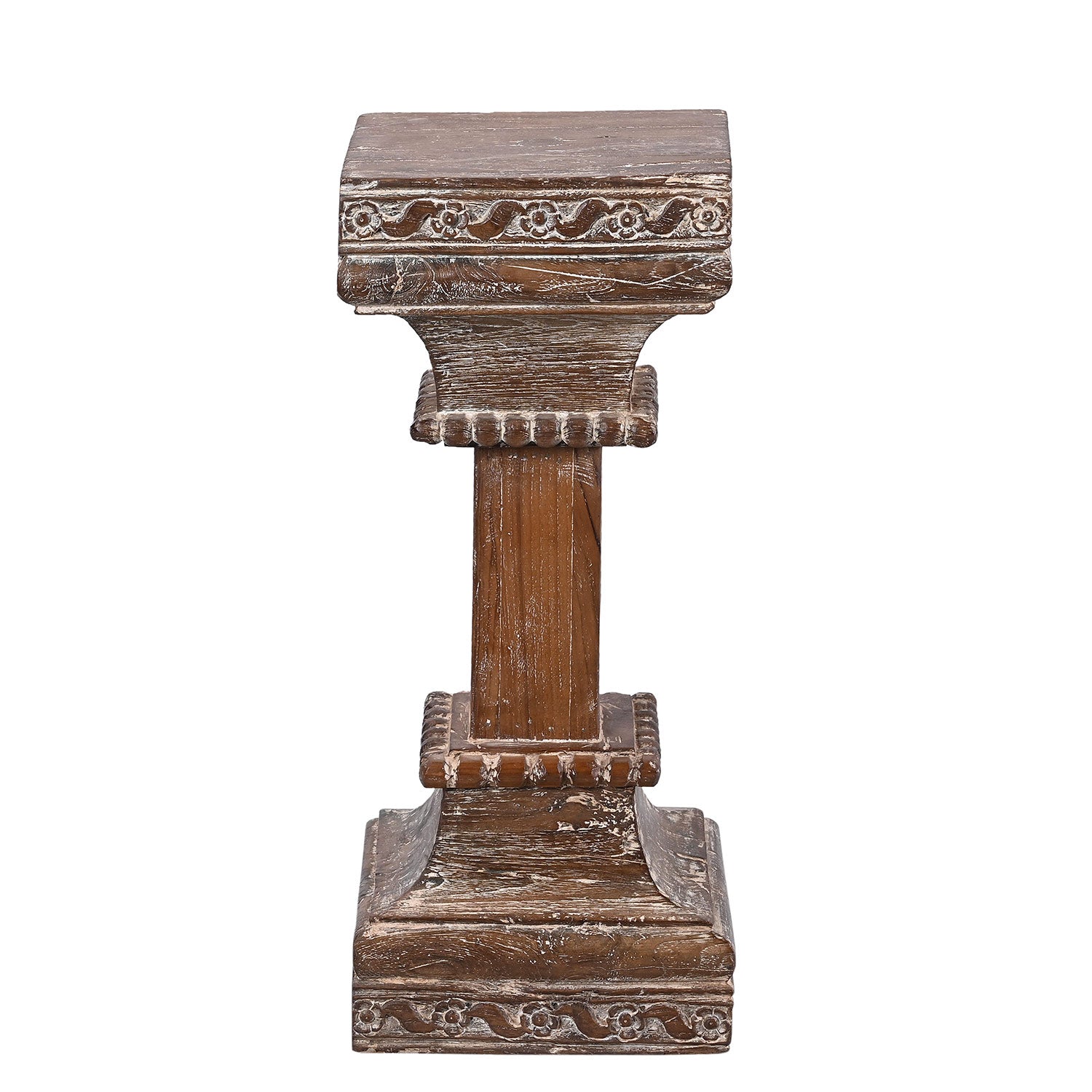 Vintage Hand Carved Solid Wood 24 in. Tall Display Pedestal