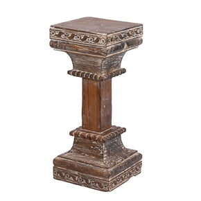 Vintage Hand Carved Solid Wood 24 in. Tall Display Pedestal
