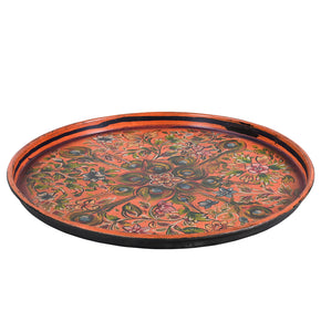 Farmhouse Style 21 in. Round Hand Painted Vintage Tray