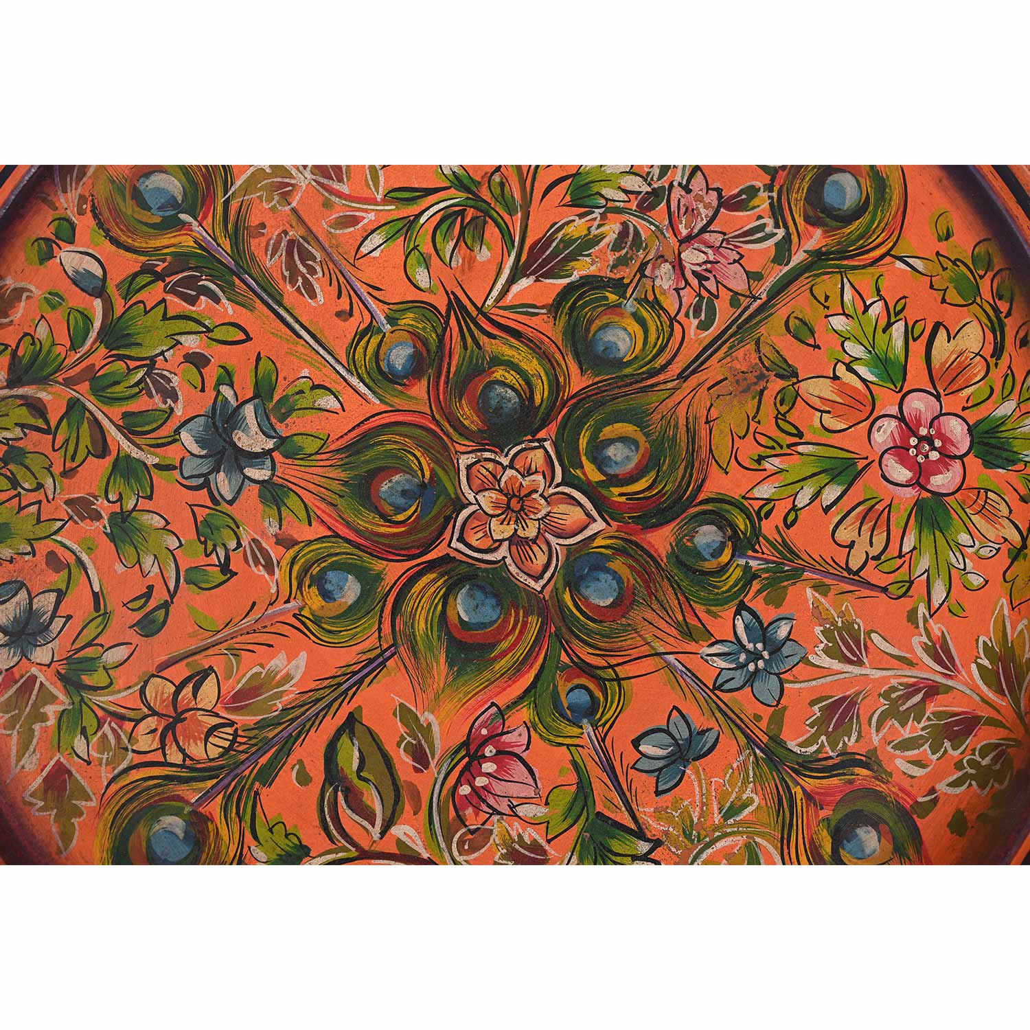 Farmhouse Style 21 in. Round Hand Painted Vintage Tray