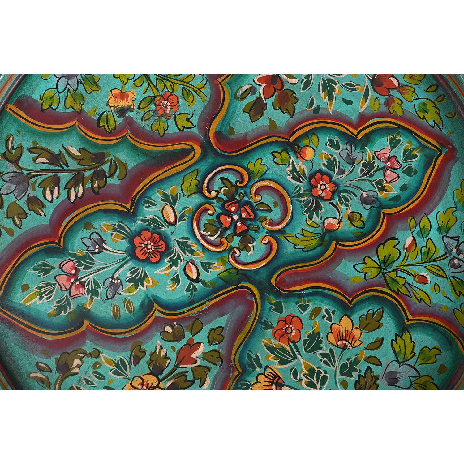 Farmhouse Style 21 in. Round Hand Painted Vintage Tray