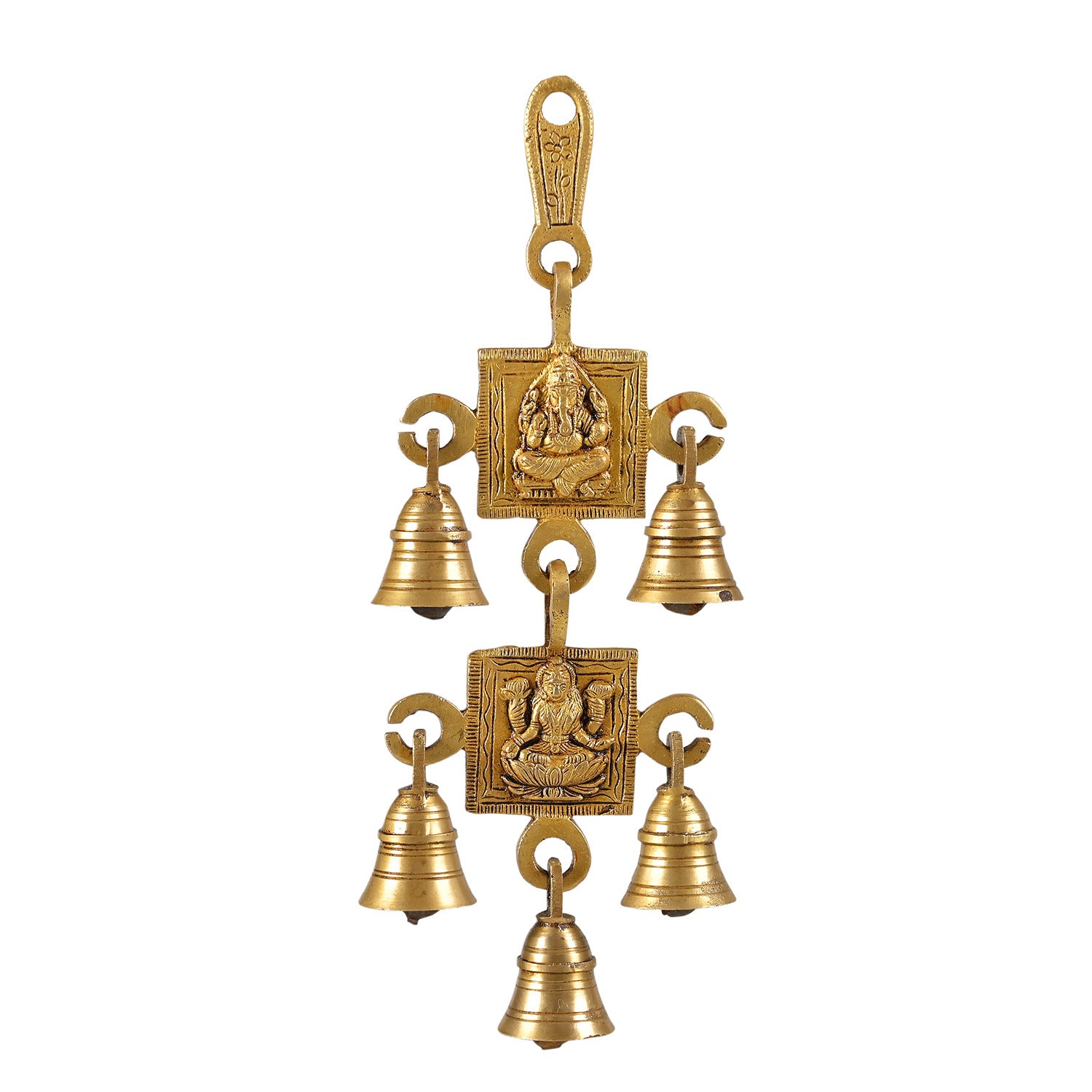 Traditional Brass Ganesha Laxmi With Bells 9