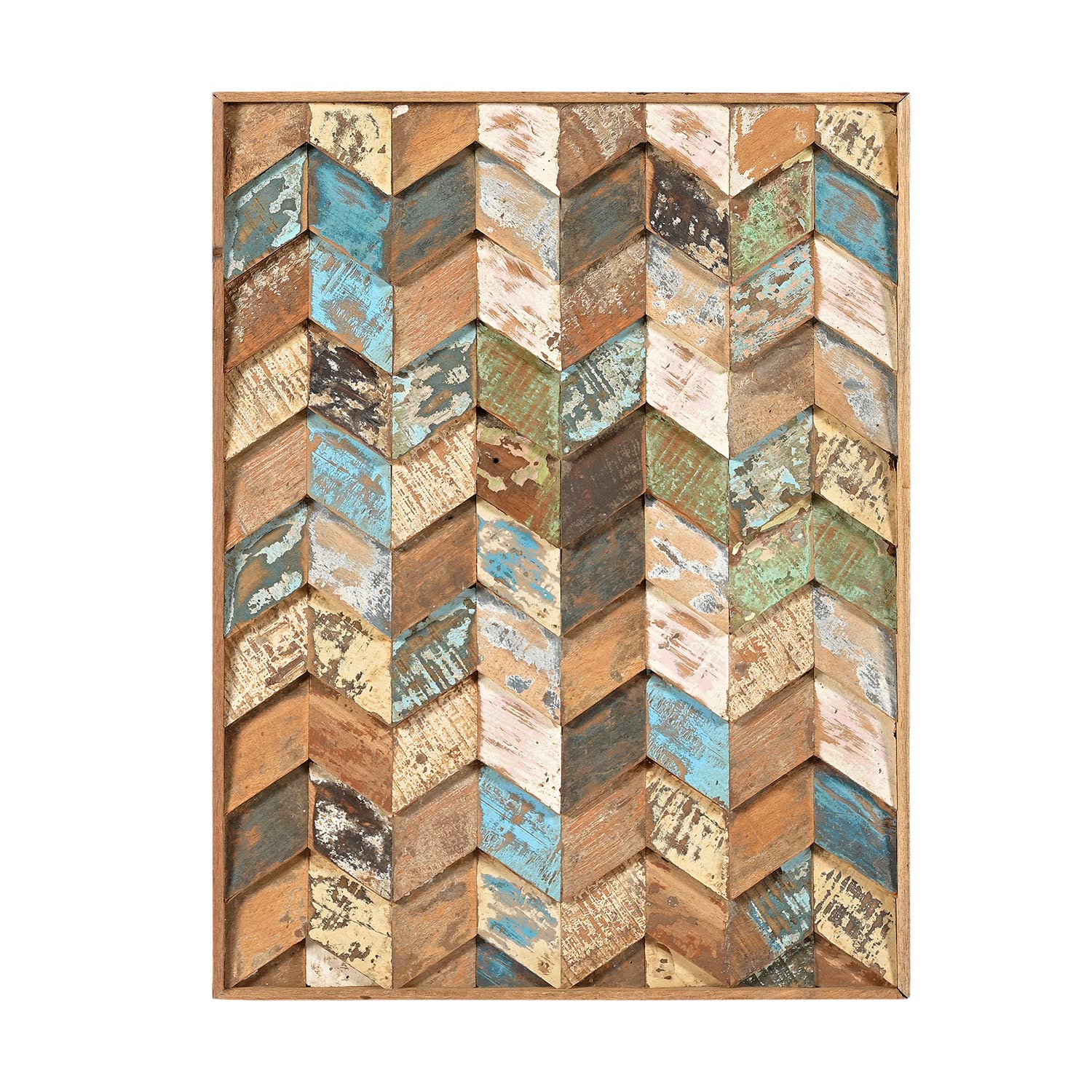 Farmhouse Style Distressed Reclaimed Wood Chevron Wall Panel