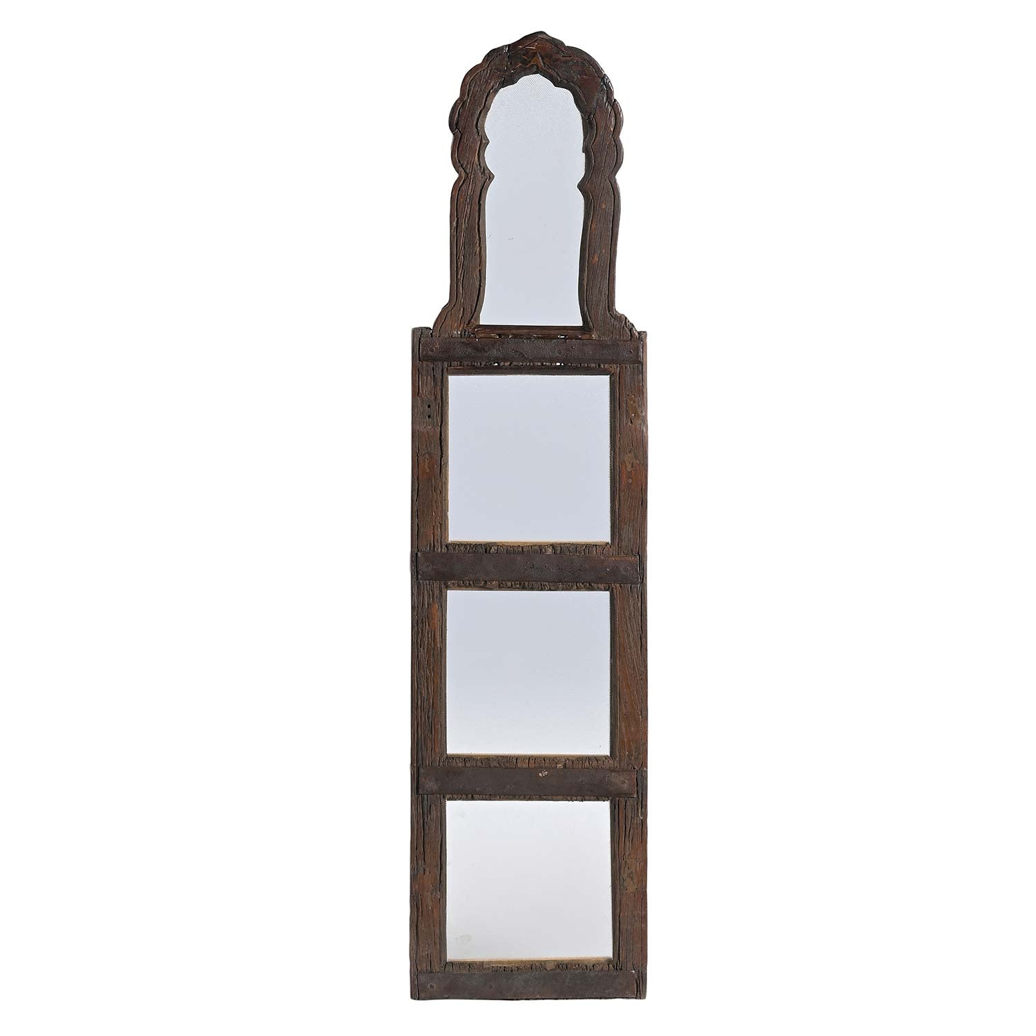 Rustic Ranch Style Aged Wood With Textured Glass 44 in. Tall Wall Hanging- Set of 2