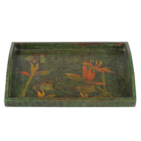 Vintage Wooden Tray With Floral Painting