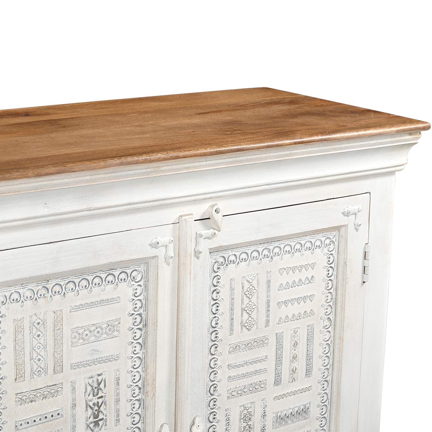 Two Tone Solid Wood 71 in. Long Buffet With Metal Accents