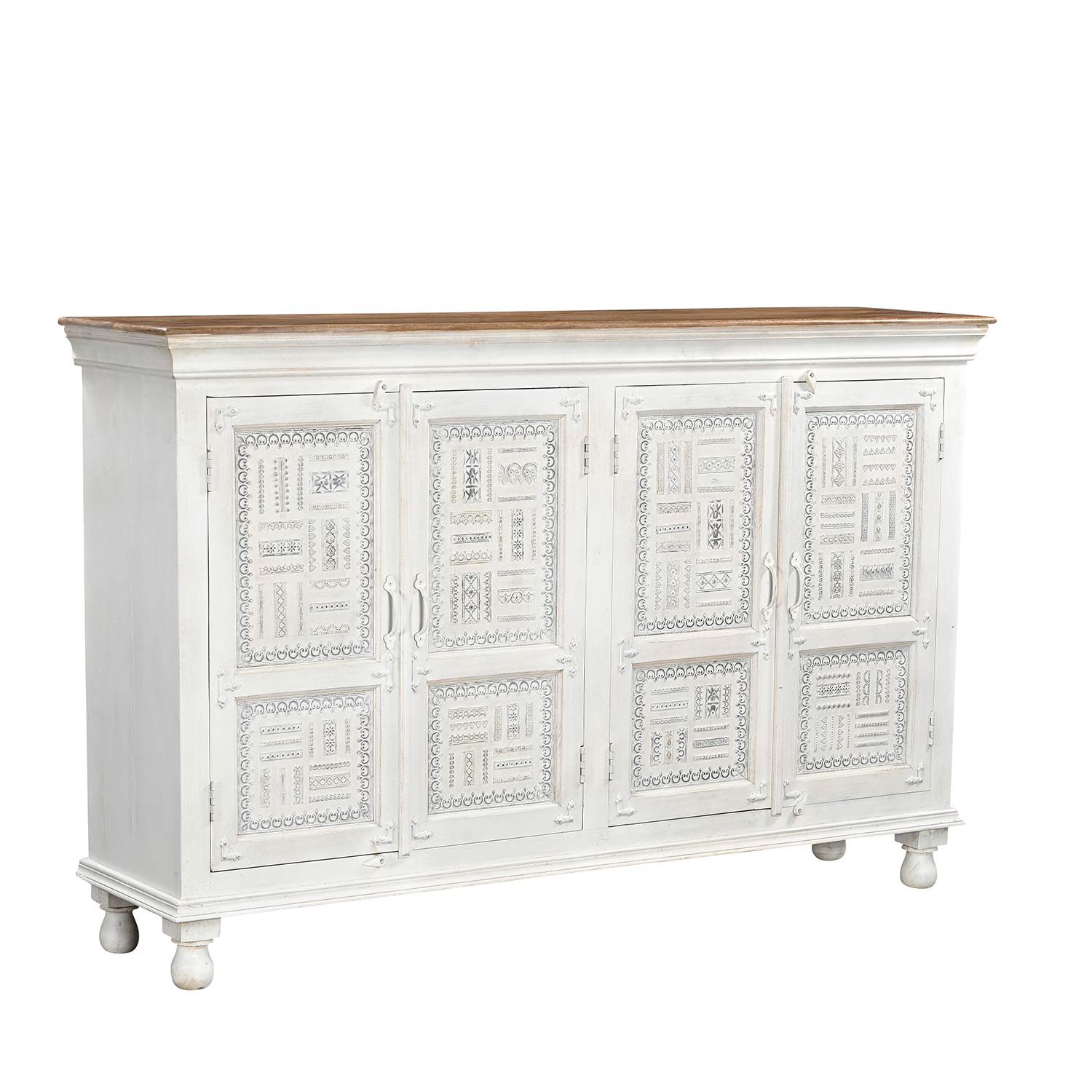 Two Tone Solid Wood 71 in. Long Buffet With Metal Accents