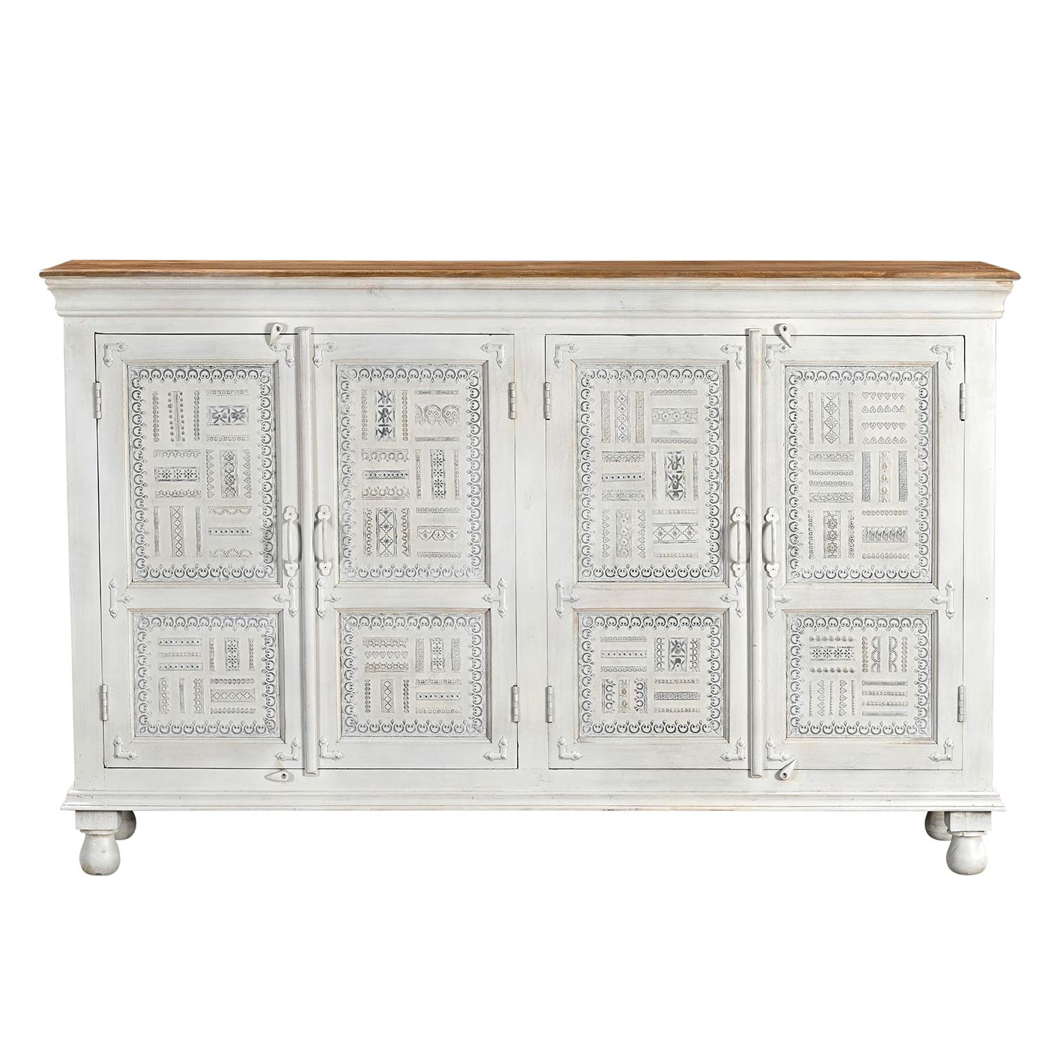 Two Tone Solid Wood 71 in. Long Buffet With Metal Accents