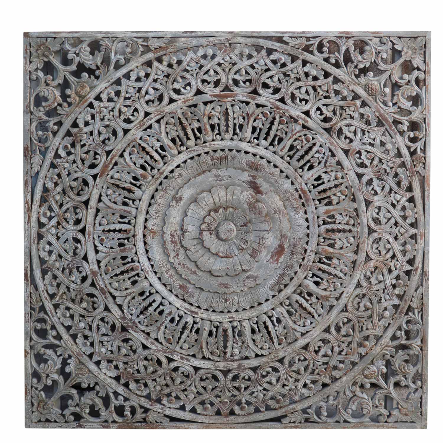 Transitional Style Carved Lattice Mandala Panel 72