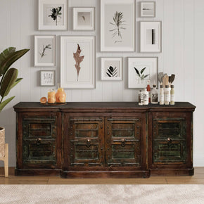 Ranch Style Rustic 108" Long Solid Wood Sideboard Credenza