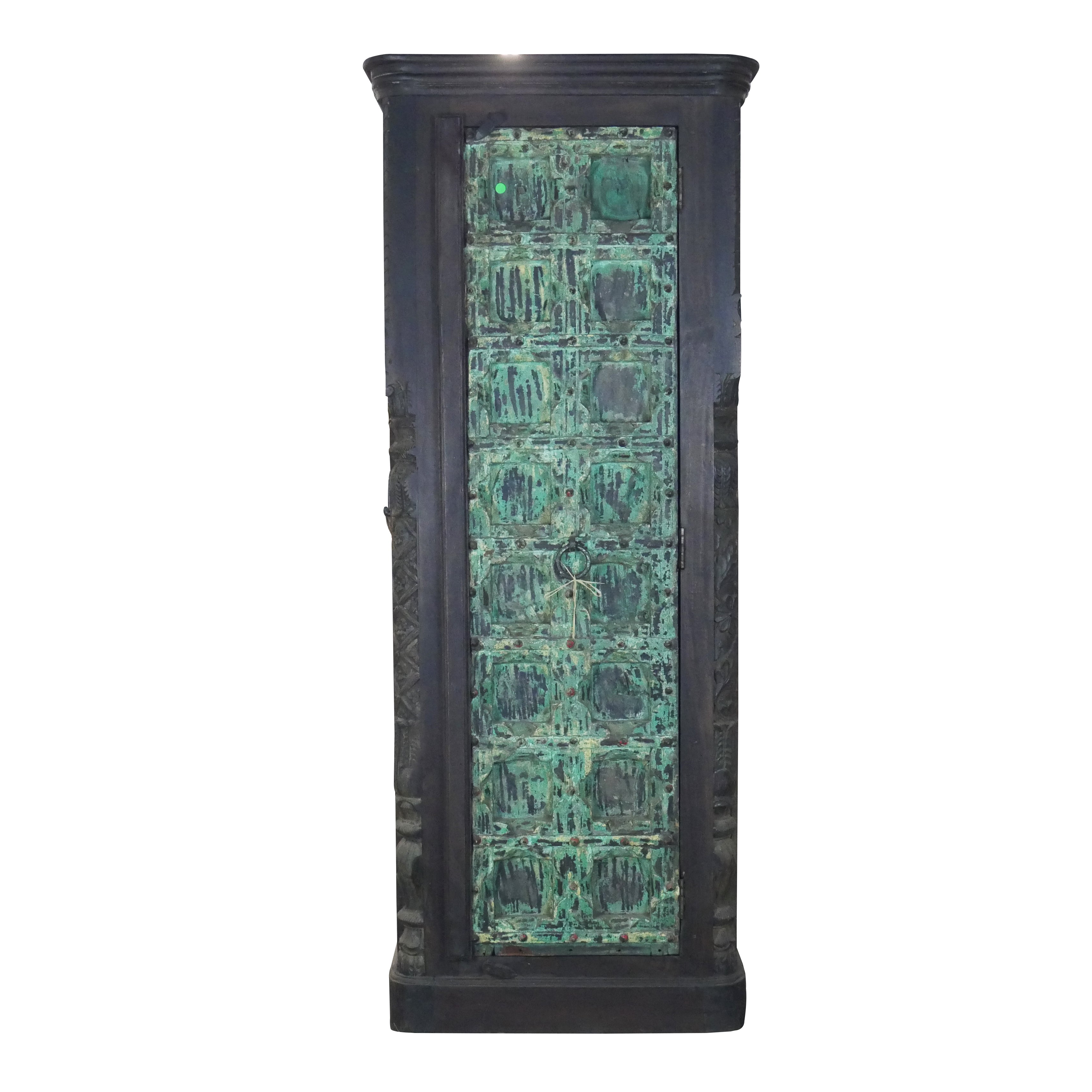 Two Tone Distressed Finished Farmhouse 72 in. Tall Storage Cabinet With 3 Shelves