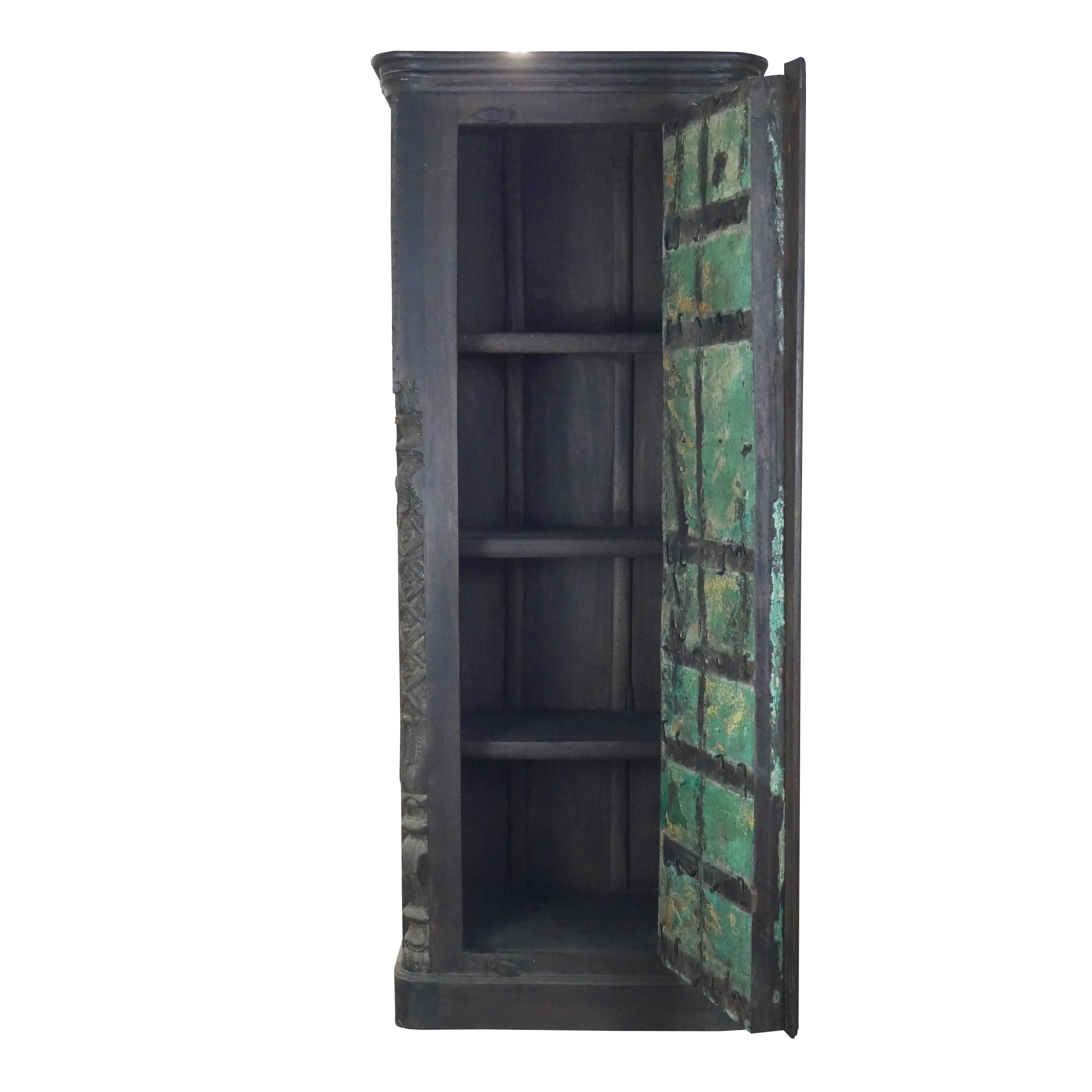 Two Tone Distressed Finished Farmhouse 72 in. Tall Storage Cabinet With 3 Shelves