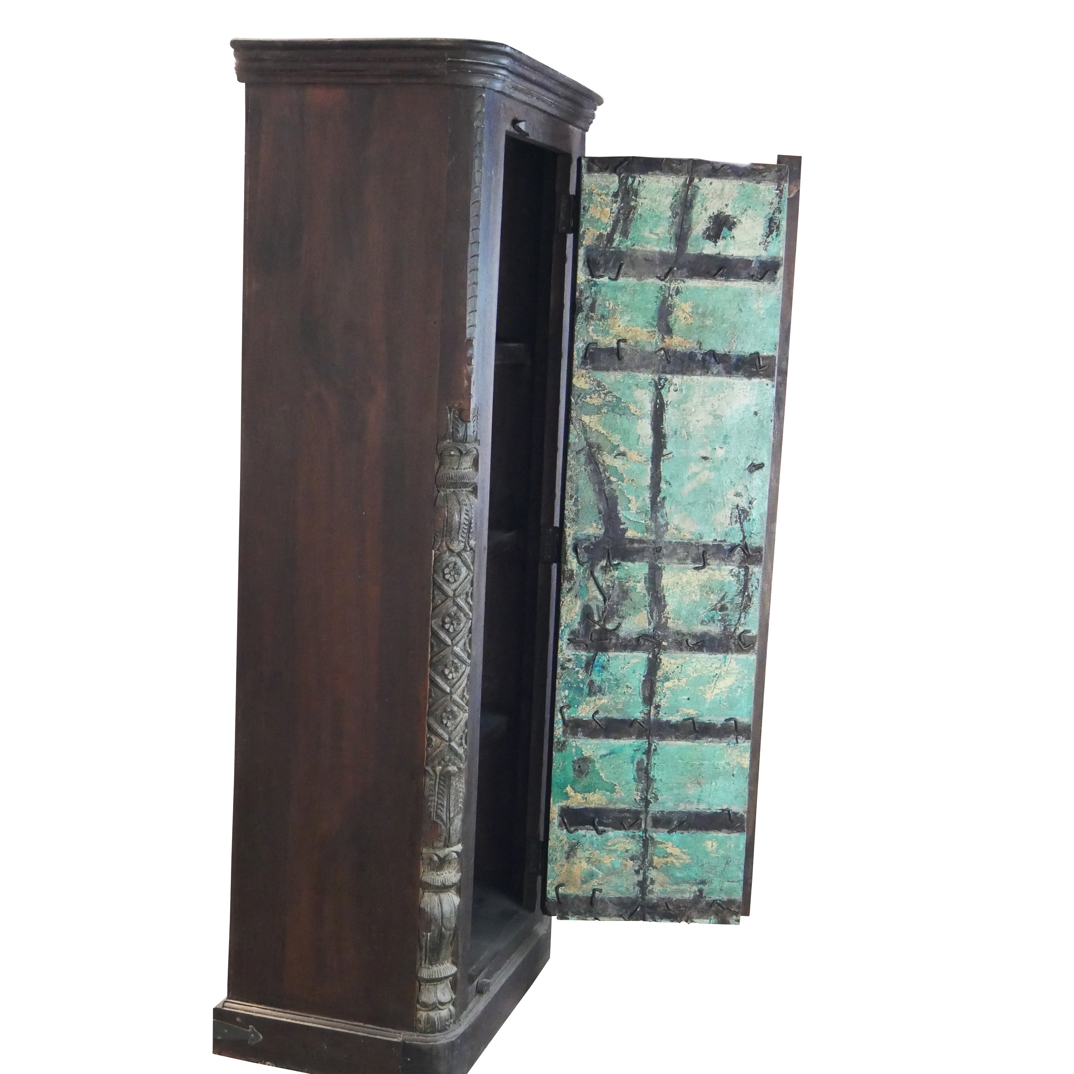 Two Tone Distressed Finished Farmhouse 72 in. Tall Storage Cabinet With 3 Shelves