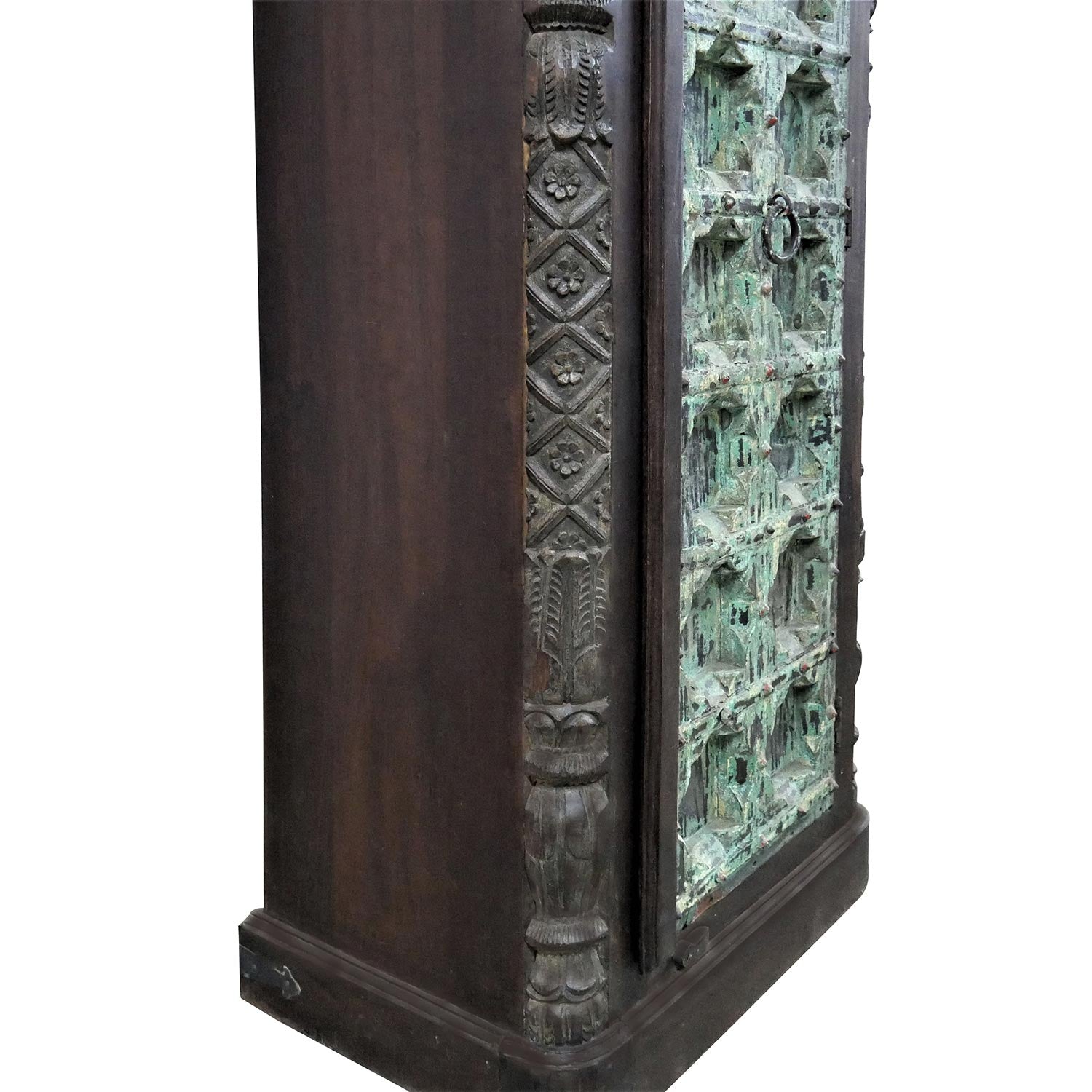 Two Tone Distressed Finished Farmhouse 72 in. Tall Storage Cabinet With 3 Shelves