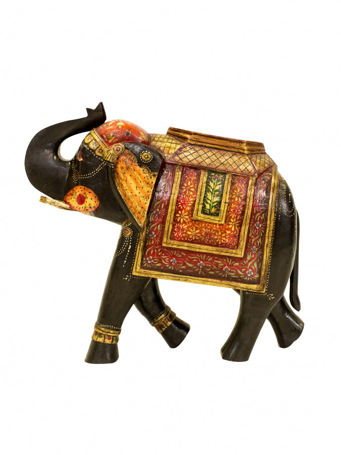 Vintage Solid Wood Hand Painted Wedding Elephant 24