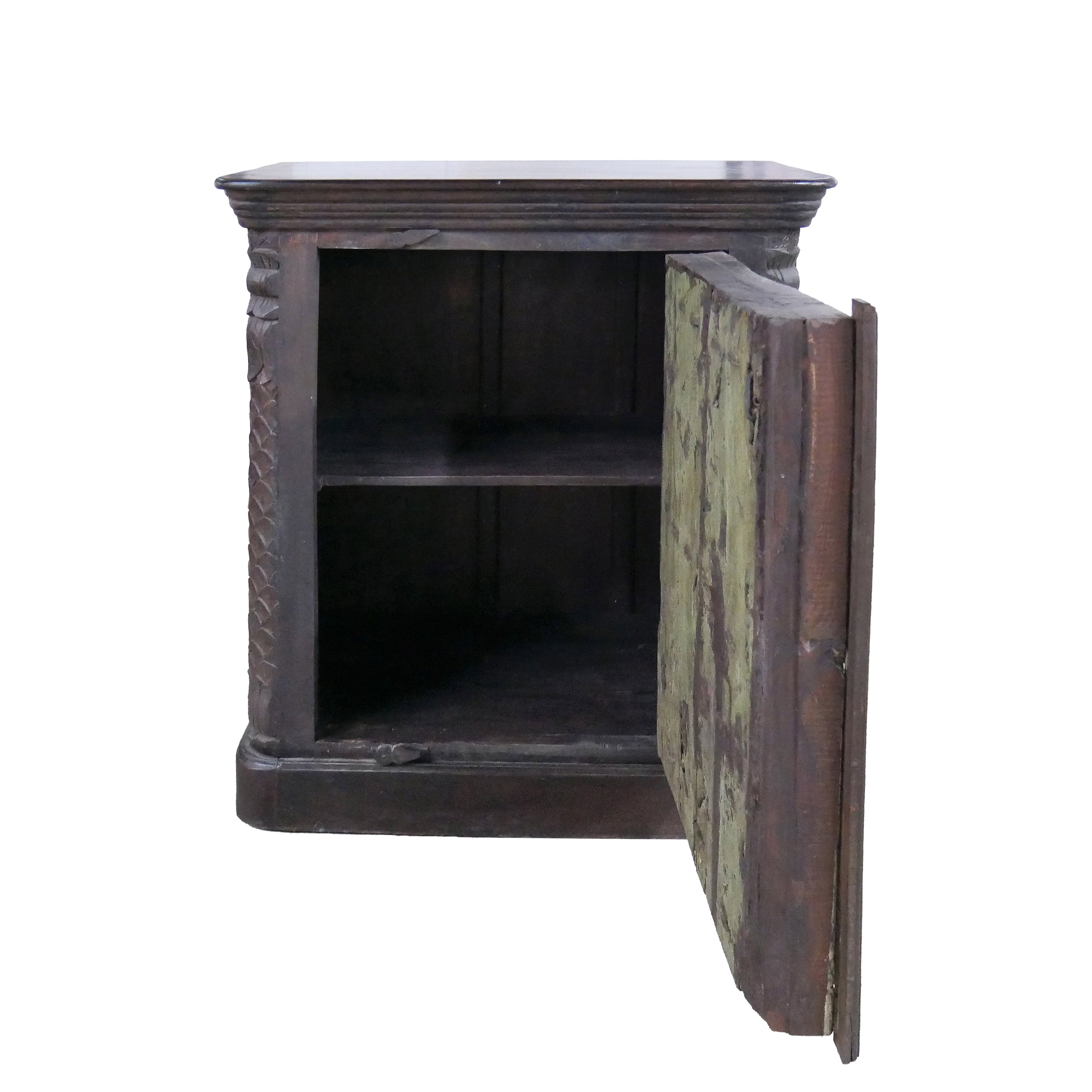 Farmhouse Style Distressed Antique Door Large Nightstand Cabinet