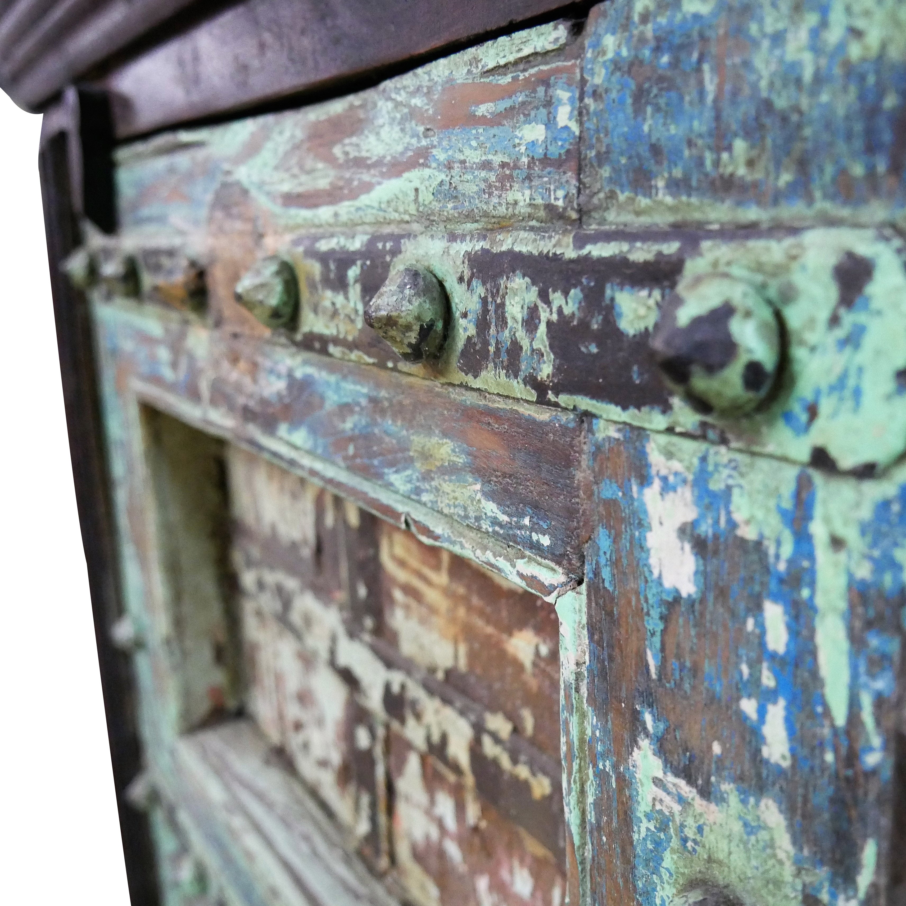 Farmhouse Style Distressed Antique Door Large Nightstand Cabinet