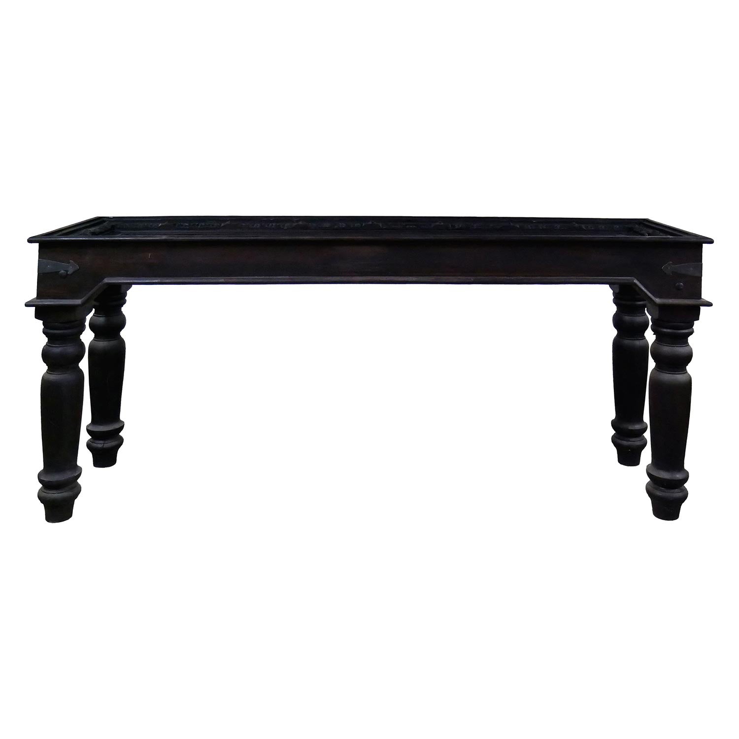 Eclectic Metal Grill & Solid Wood 66 in. Long Console Sofa Table