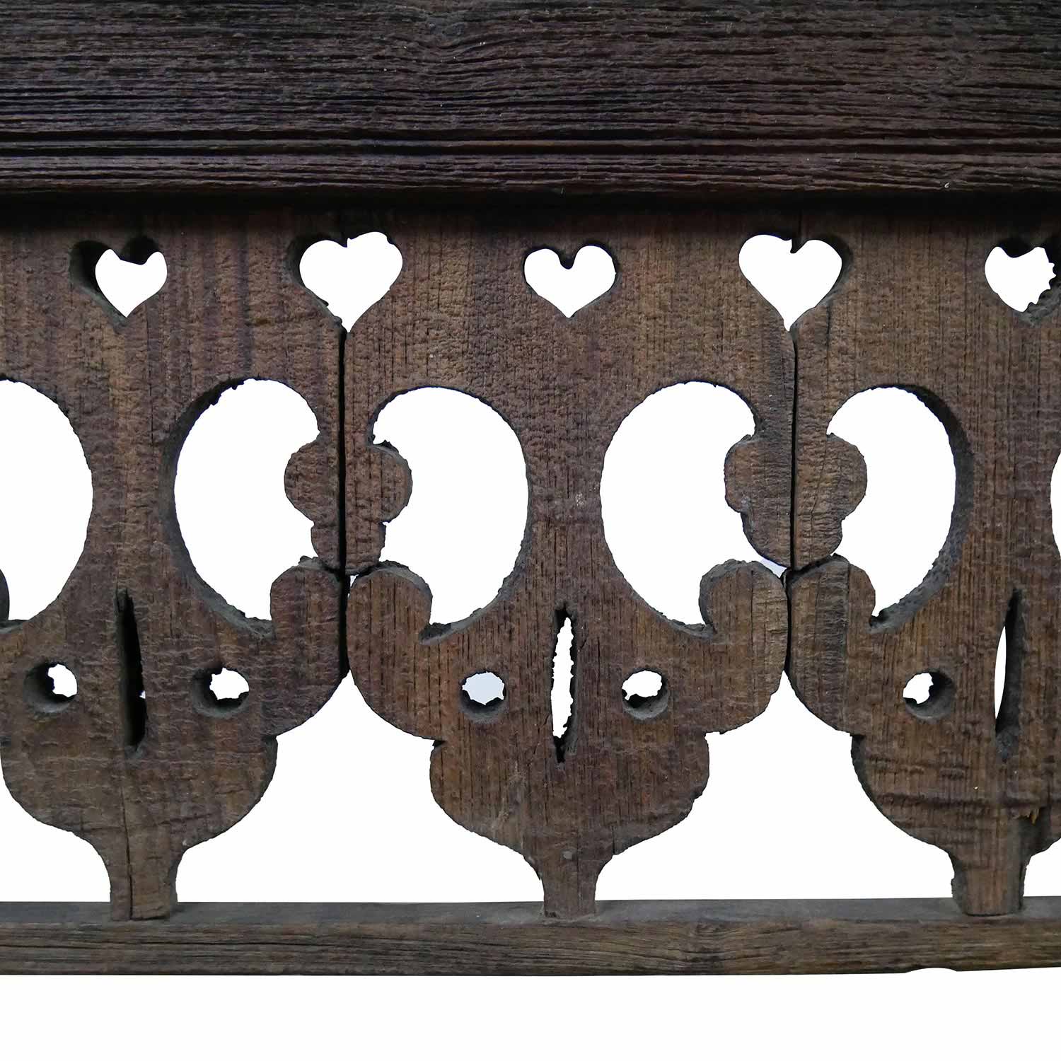 Farmhouse Style Antique Lattice Carved Teak Wood Frieze Repurposed 75