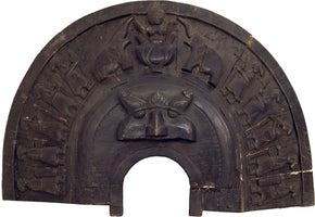 Vintage Carved Wooden Arched Laxmi Header Wall Art