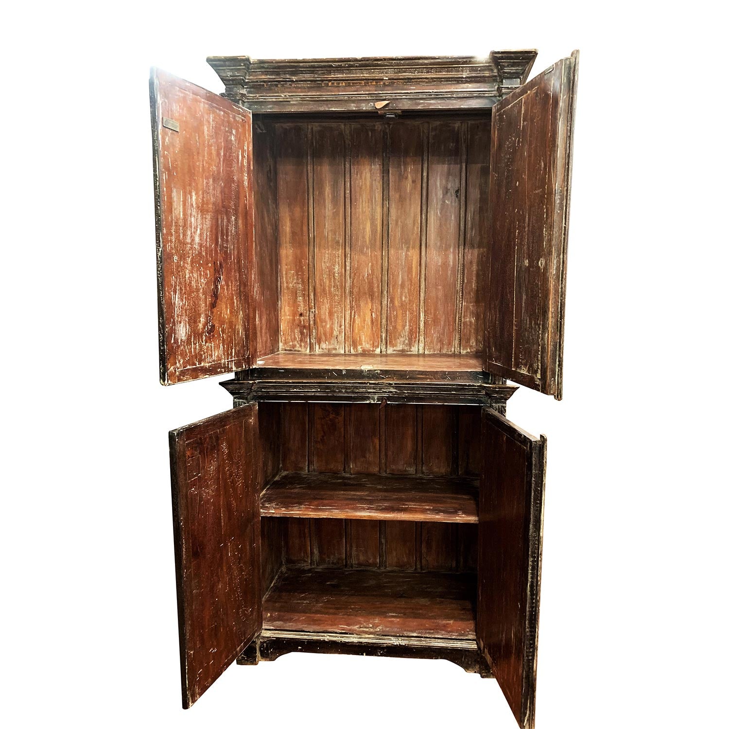 Vintage French Style Elegant Solid Wood Distressed Armoire