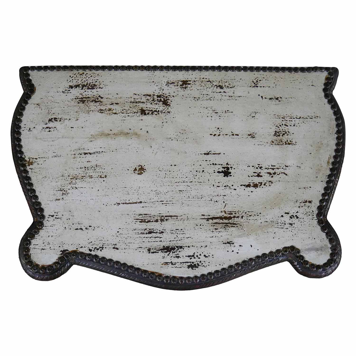 Transitional Distressed White Solid Wood 3 Drawers Nightstand With Brass Accents