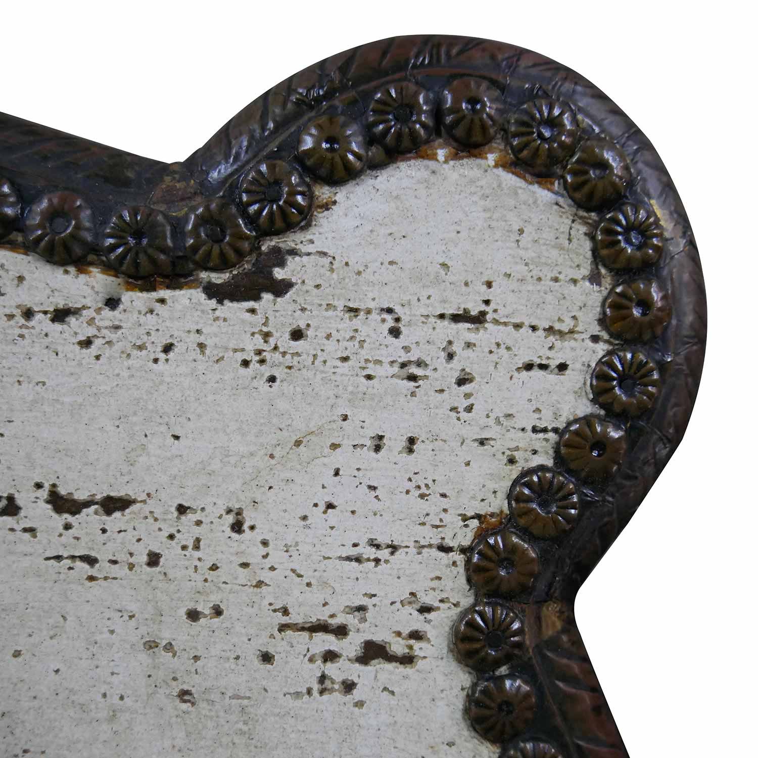 Transitional Distressed White Solid Wood 3 Drawers Nightstand With Brass Accents