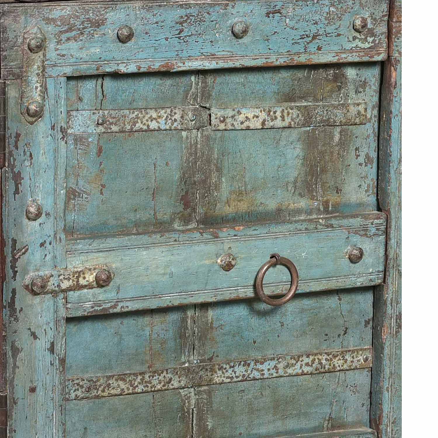 Rustic Farmhouse Two Tone Antique 2-Door Solid Wood Small Buffet