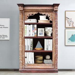 Moorish Carved Arch Solid Wood Bookcase
