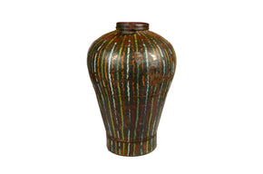 24 inch Tall Vintage Hand Painted Rustic Metal Canister