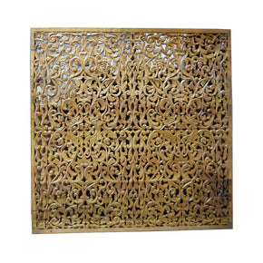 Eclectic Lattice Carved Solid Wood Large 6'x6' Wall Panel