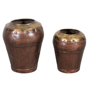Copper Painted Vintage Decorative Vase, Set of 2