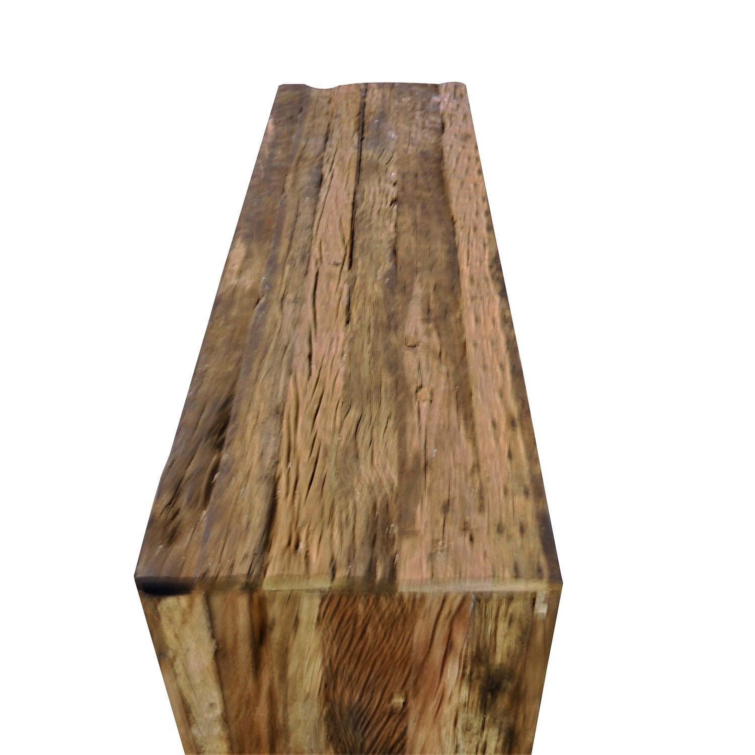 Ranch Style Rustic Aged Rail Road Ties Repurposed Teak Wood Sideboard Cabinet