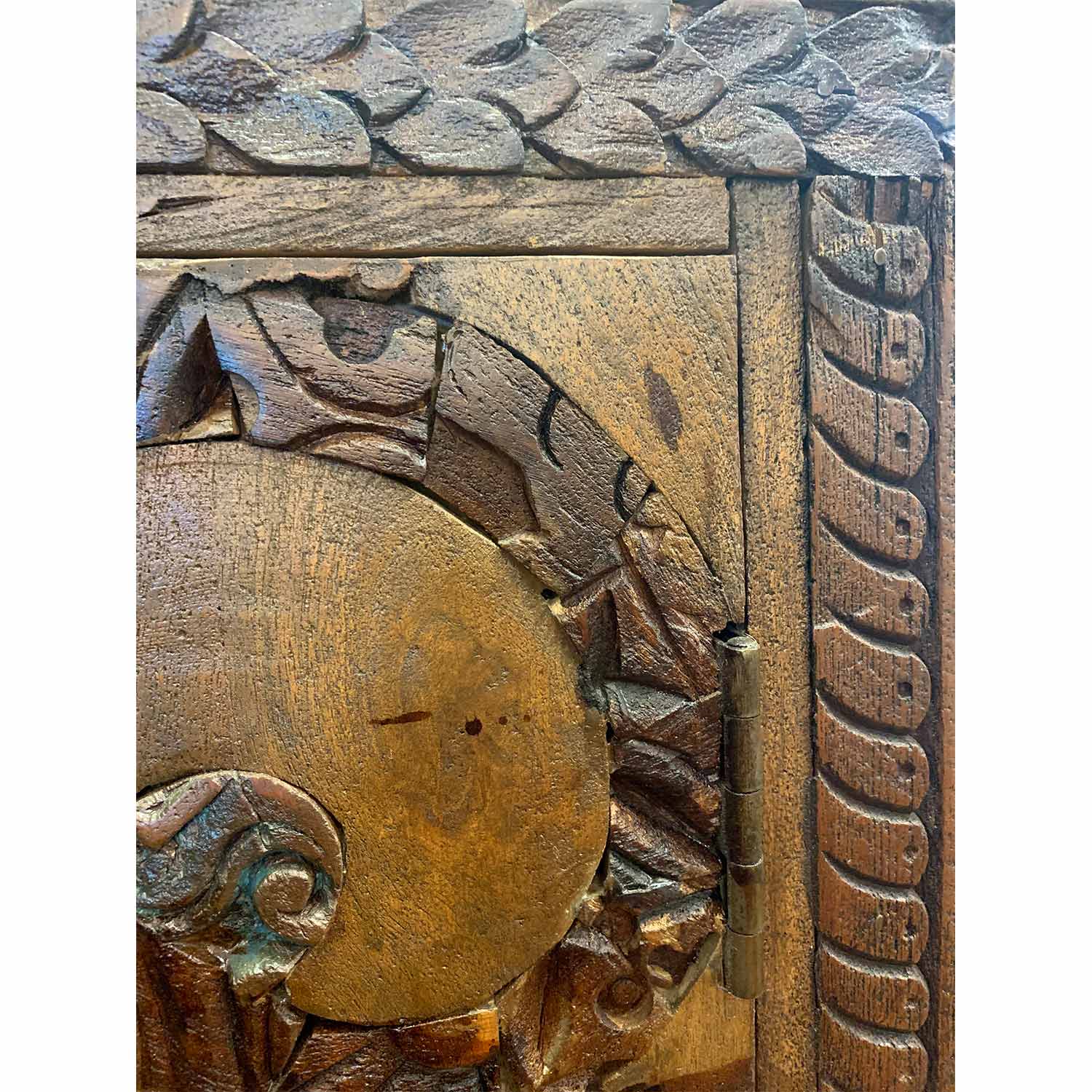 Vintage Fabric Printing Stamps Inlaid In Wood Eclectic Modern Solid Wood Sideboard