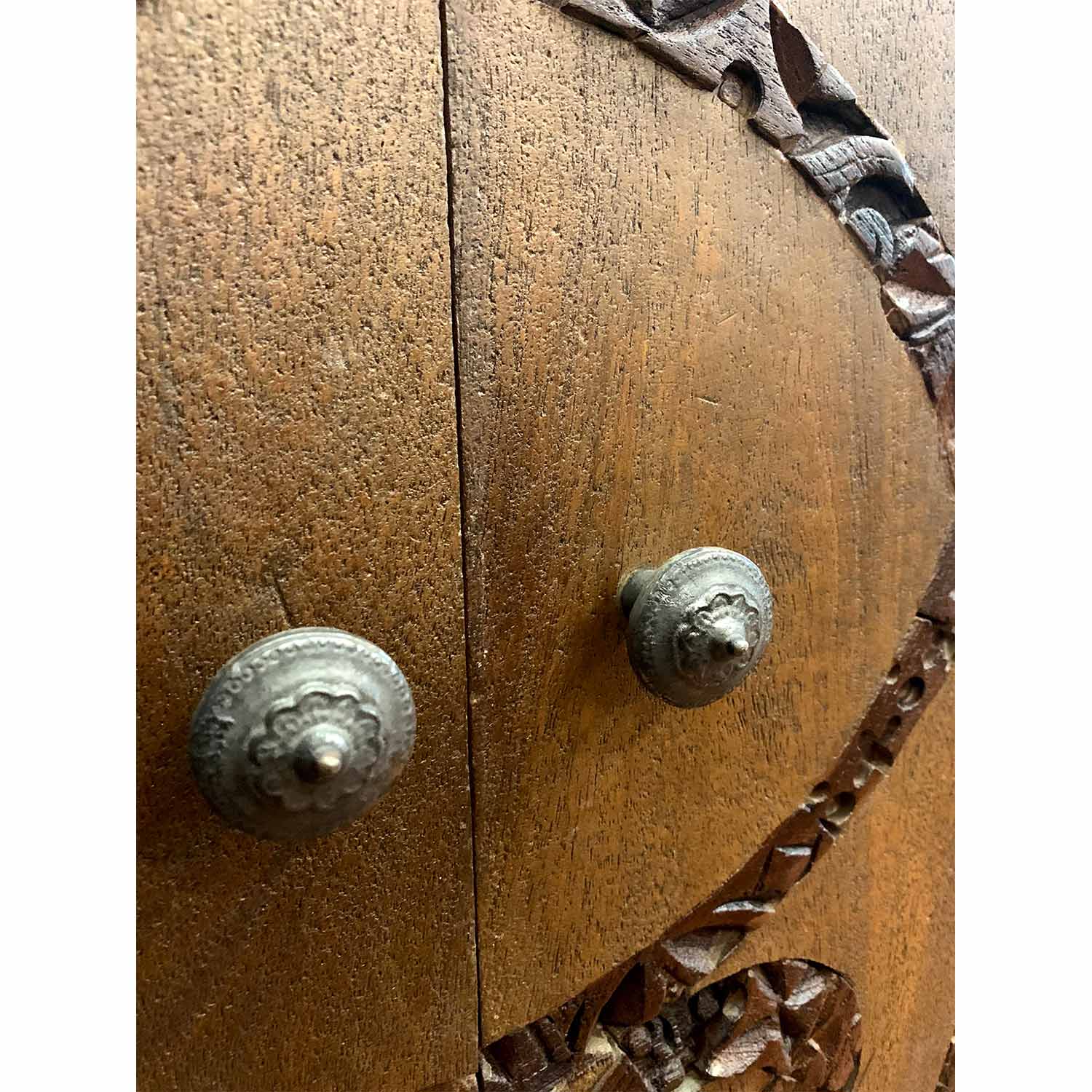 Vintage Fabric Printing Stamps Inlaid In Wood Eclectic Modern Solid Wood Sideboard