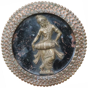 Vintage Iron And Brass Embossed Krishna 12 in. Round Wall Art