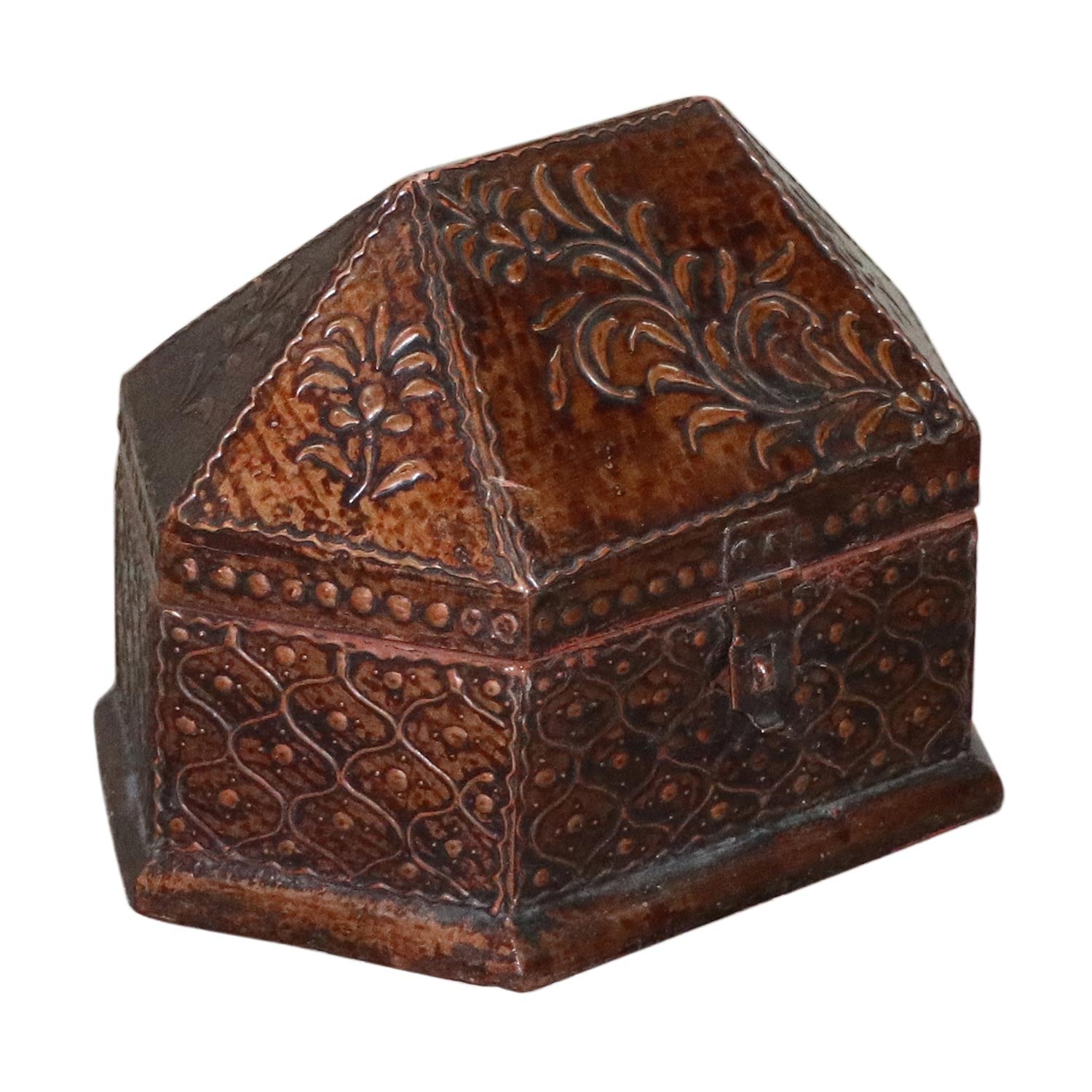 Unique Hand Painted Decorative Wooden Box (Red/Copper)