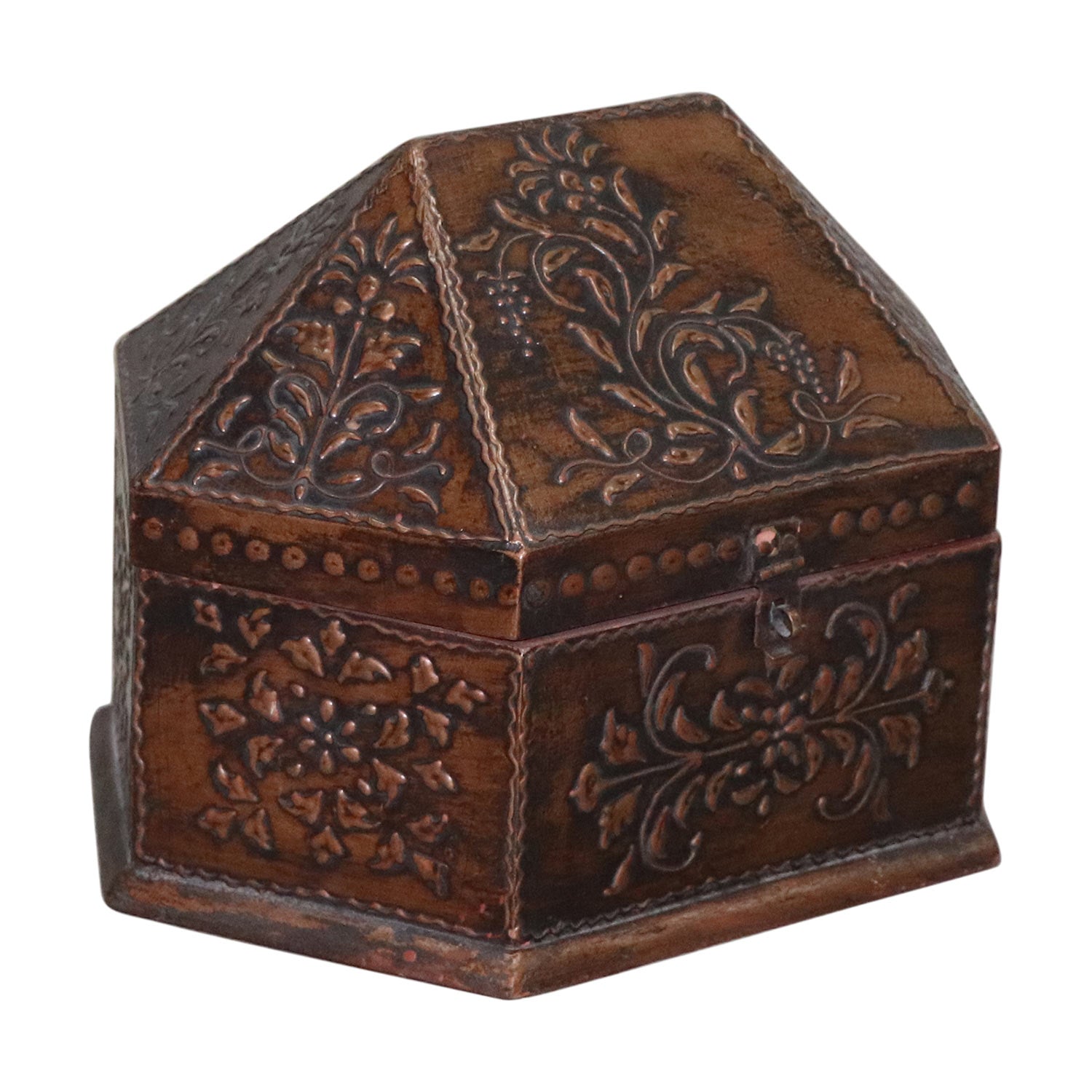 Unique Hand Painted Decorative Wooden Box (Red/Copper)