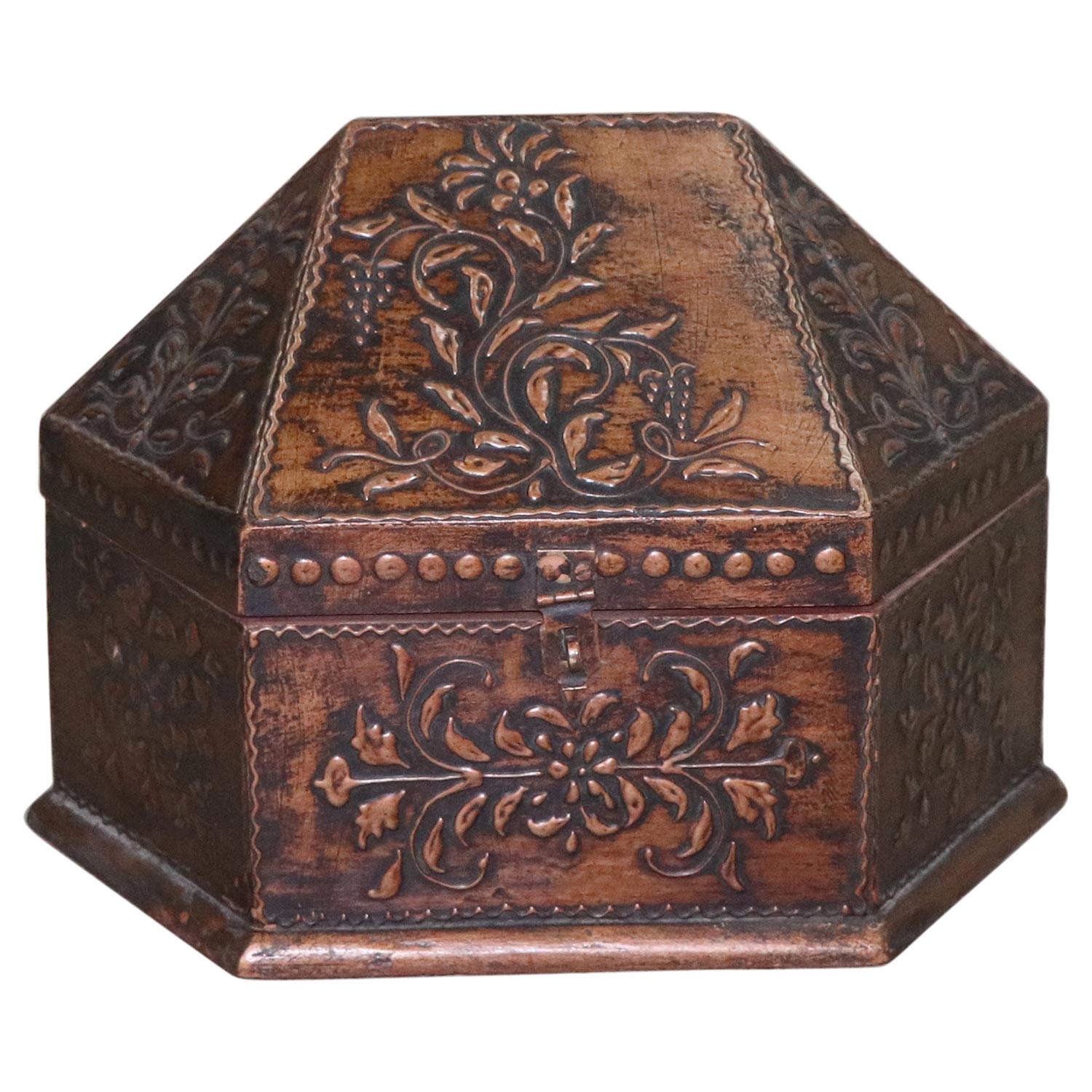 Unique Hand Painted Decorative Wooden Box (Red/Copper)