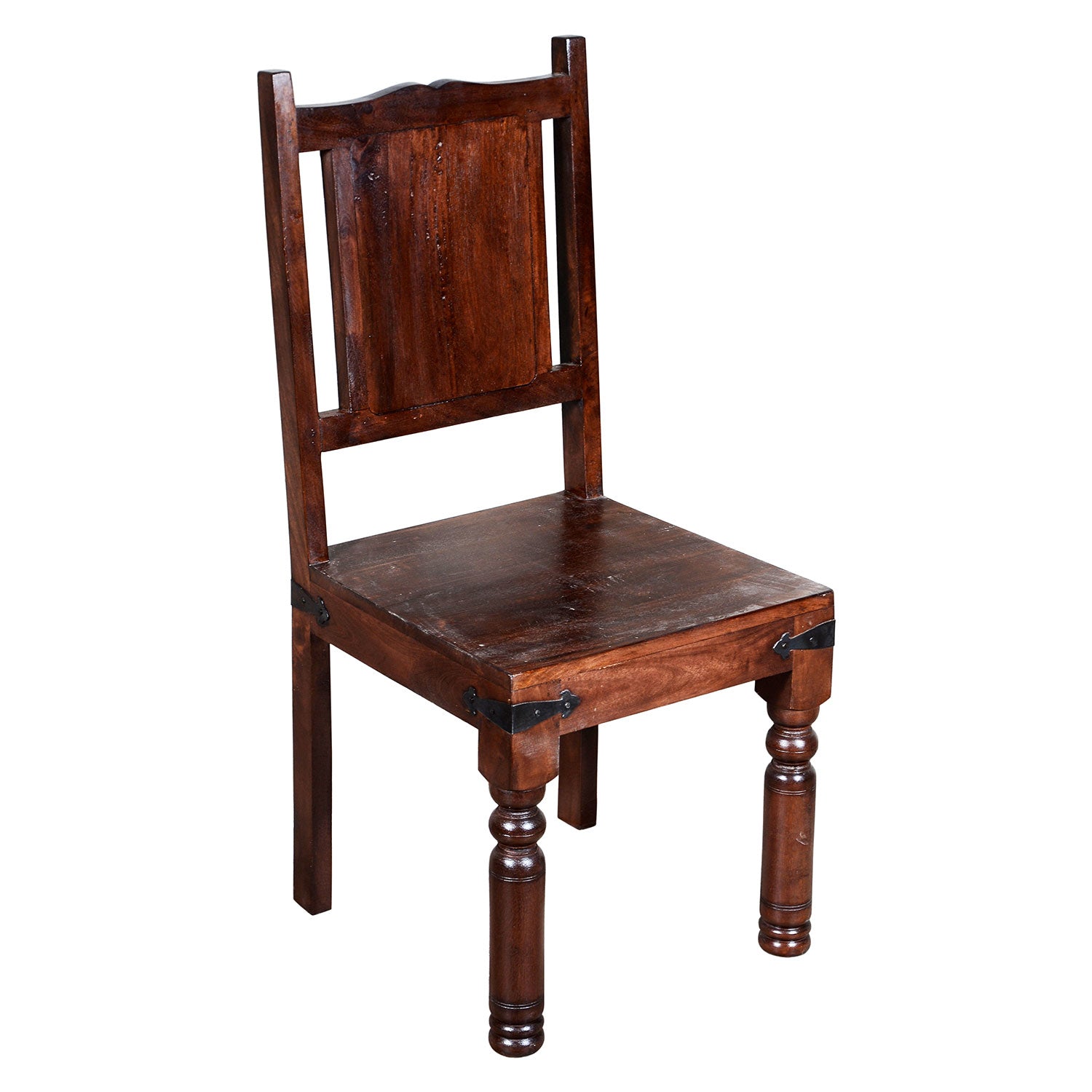 Transitional Style Floral Carved Mango Wood Dining Chair Set of 2